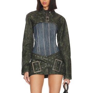Jaded London Green and Blue Buckle Jacket